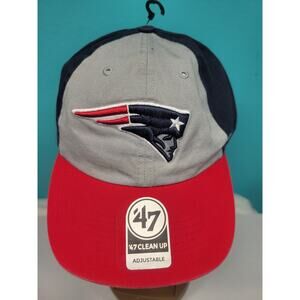 New England Patriots '47 Clean Up Adjustable NFL Cap Hat Blue/Grey/Red